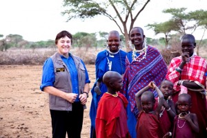 Helen Thayer on left with her Maasai friends.