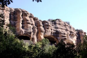 View of Gila Cliff Dwellings from approach trail. Click to enlarge.