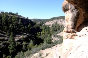 Looking out of Gila Cliff Dwellings to the south west.