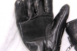 Rough-out leather is used on glove palms for grip and durability.