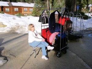 Ms. Barbara found the Slacker Chair easy to enjoy as she waits upon the limo.