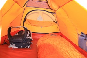 Interior of Marmot Thor two-person tent. Nice cabin. 