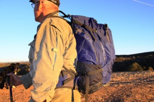 Cousin Paul heads out on a long treck in the Gila National Forest of New Mexico near the Cave Dwellings.