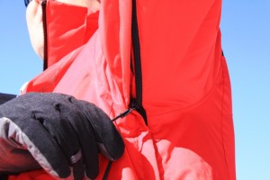 Underarm ventilation zips are easy to use with gloved hands.